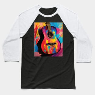 Acoustic Guitar Portrait Modern Oil Painting Style Digital Art Baseball T-Shirt